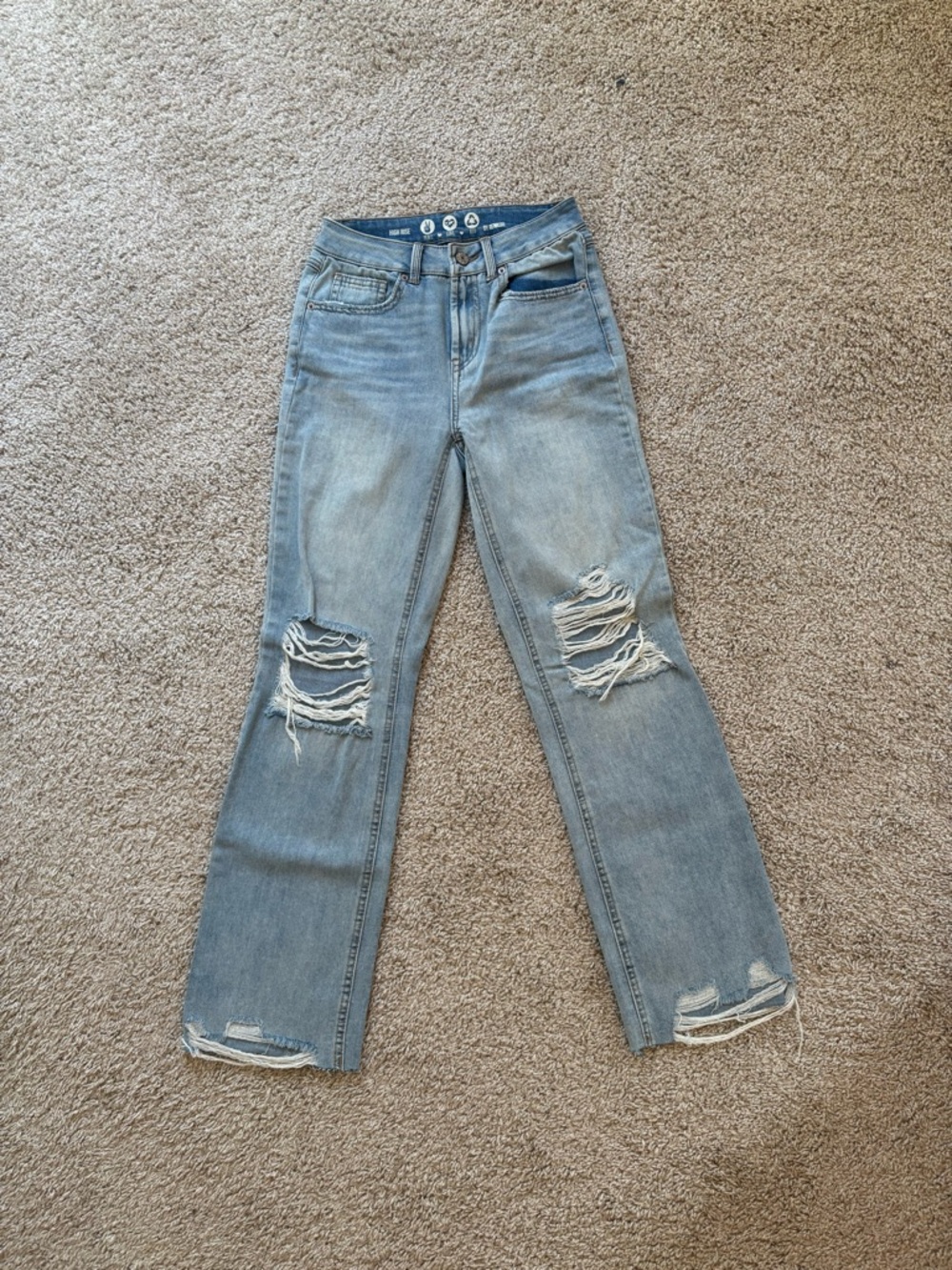 Rewash Light Wash Distressed Straight Leg Jeans